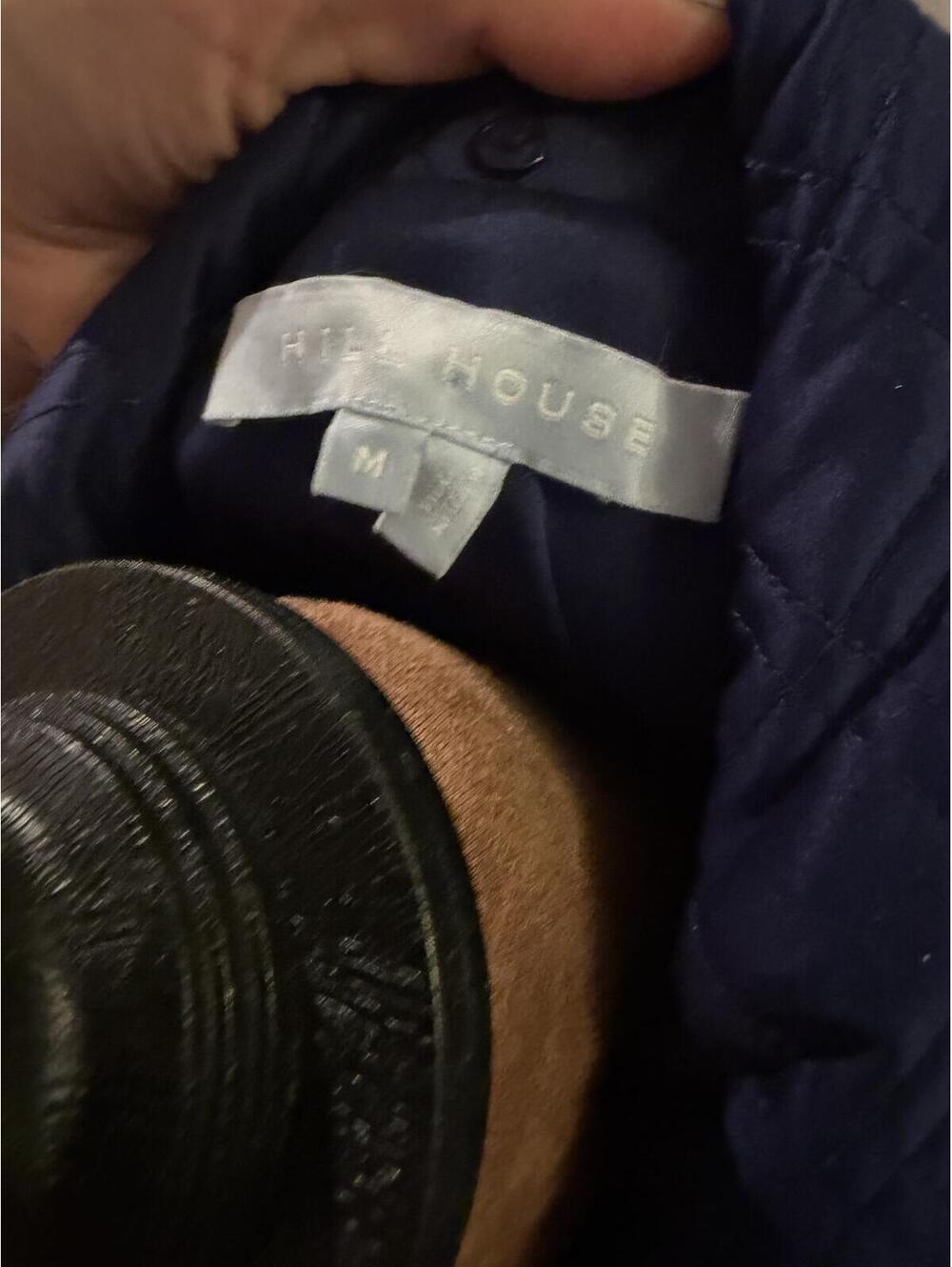 Hill house Navy quilted duvet jacket embellished buttons cottage core satin M - Picture 5 of 5